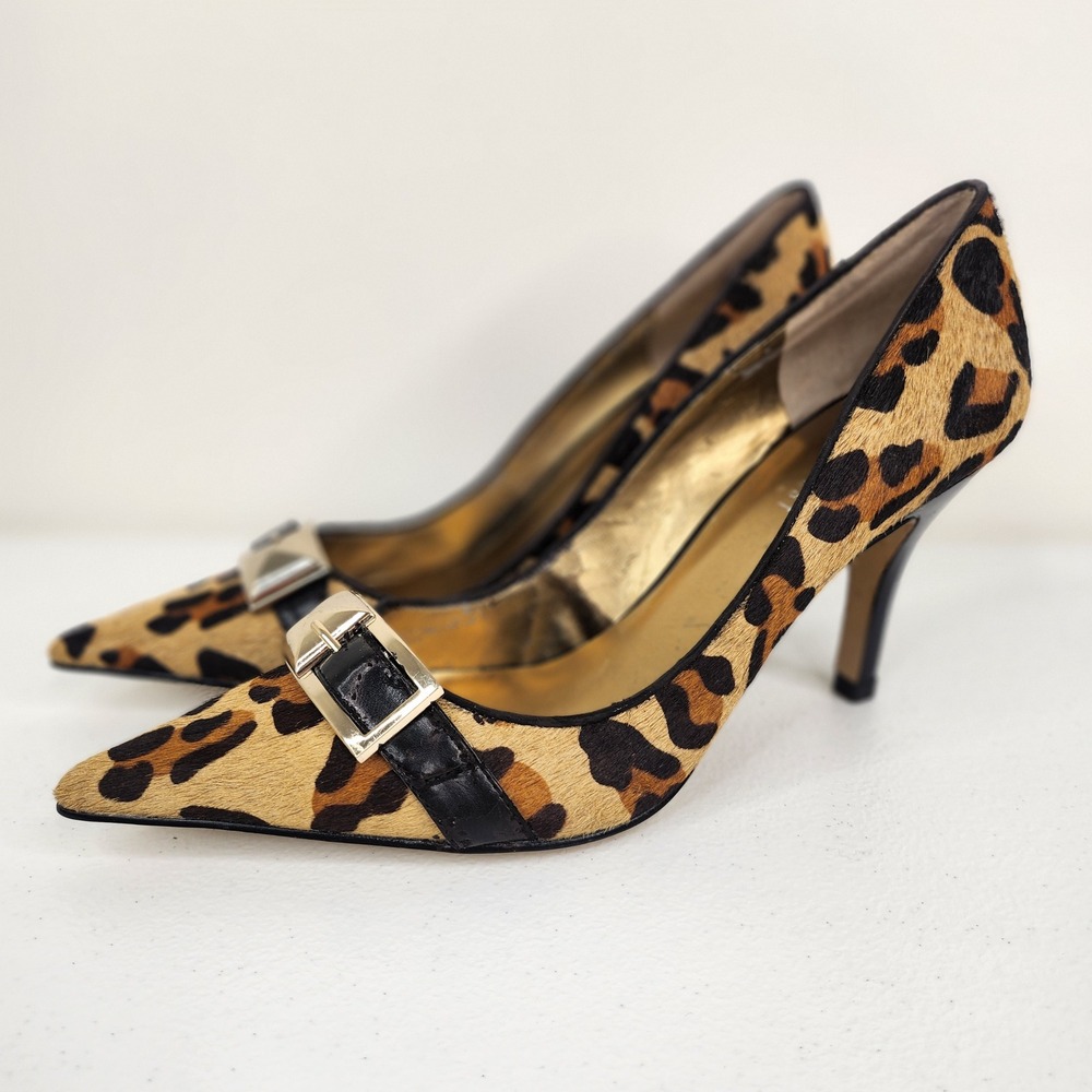 Leopard Pointed Toe Stiletto Heels 9 Mob Wife Office Siren Nine West Cheetah